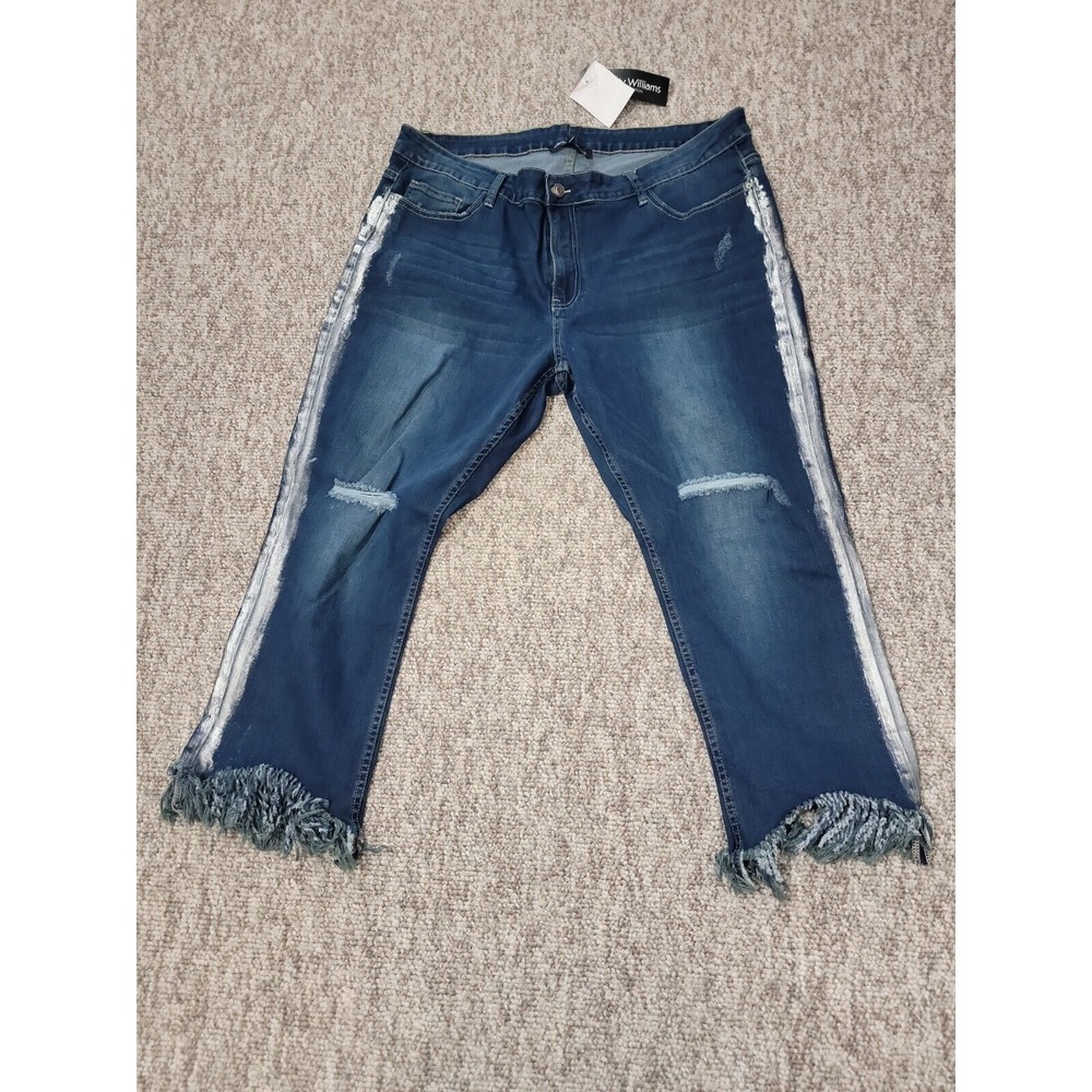 The Wendy Williams Collection Women Blue Jeans 20W distressed stretch  NWT